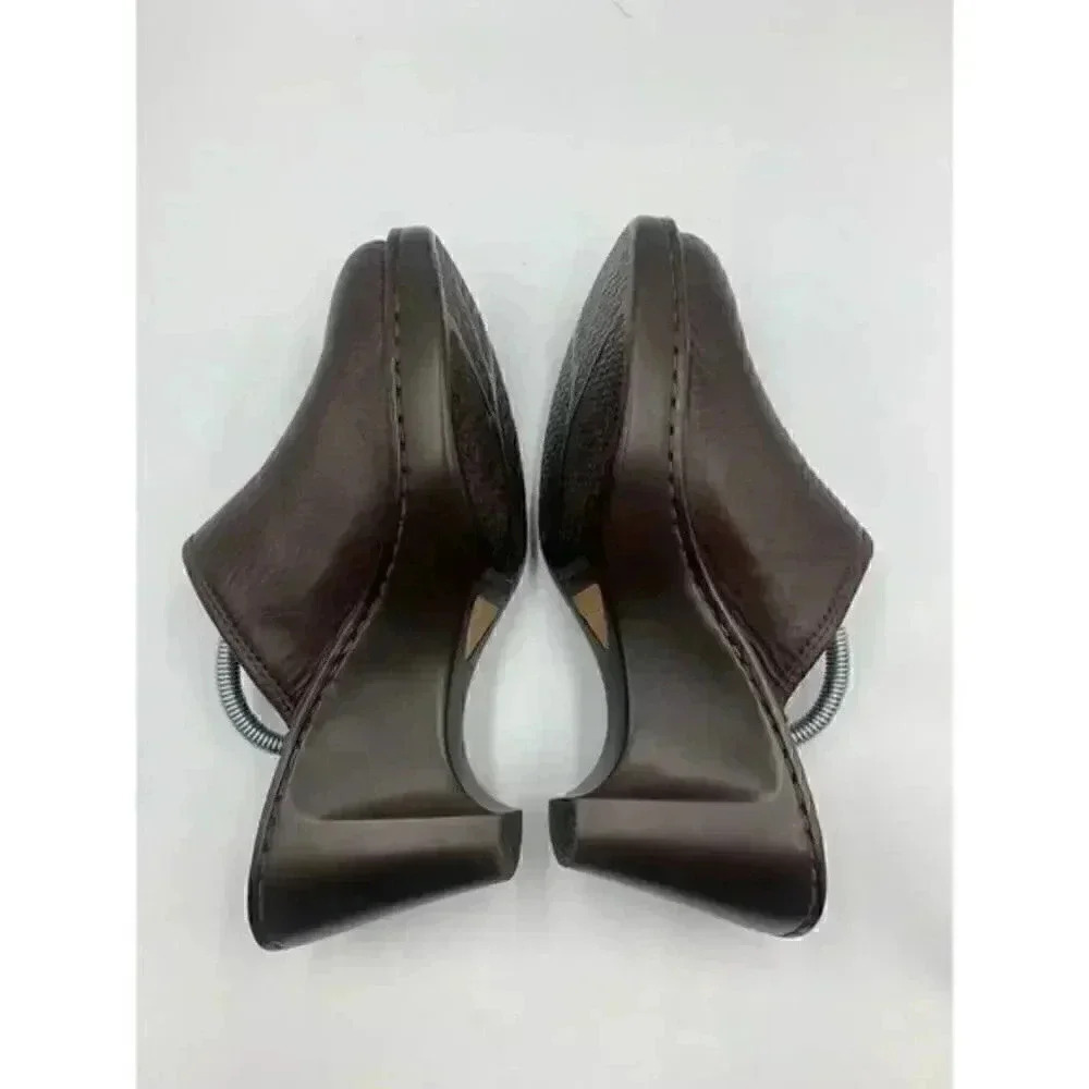 BORN Brown Leather Clogs Size 9 M/W - 40.5 - W61016‎ CKE9 - Picture 4 of 8
